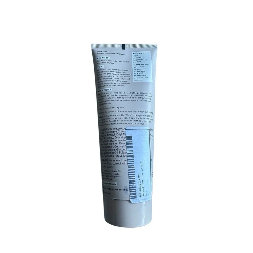 Versed Press Restart Gentle Retinol Body Lotion Squalane Cocoa Butter 6oz SEALED